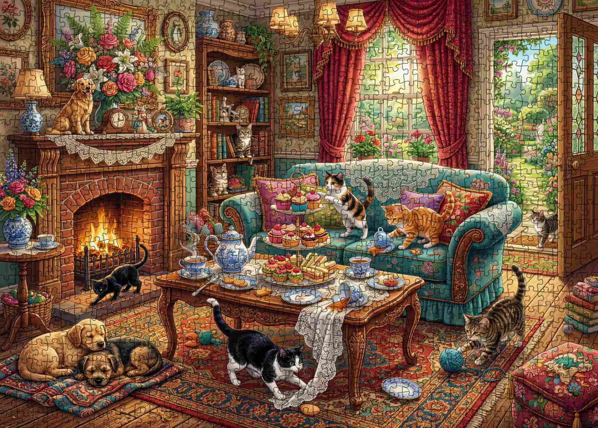 tucocoo-cozy-cat-tea-party-puzzle-1000-teile-katzen image 2