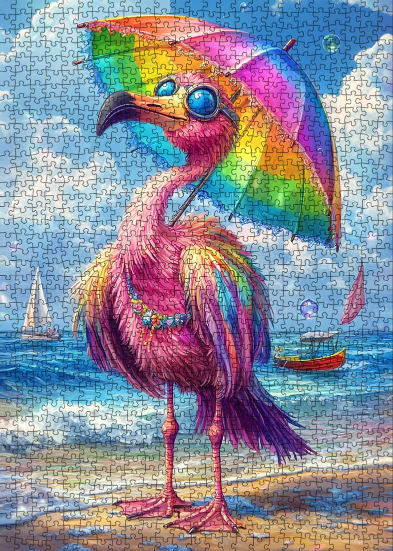 tucocoo-jigsaw-puzzles-colorful-flamingo-puzzle-1000-teile-strand image 2
