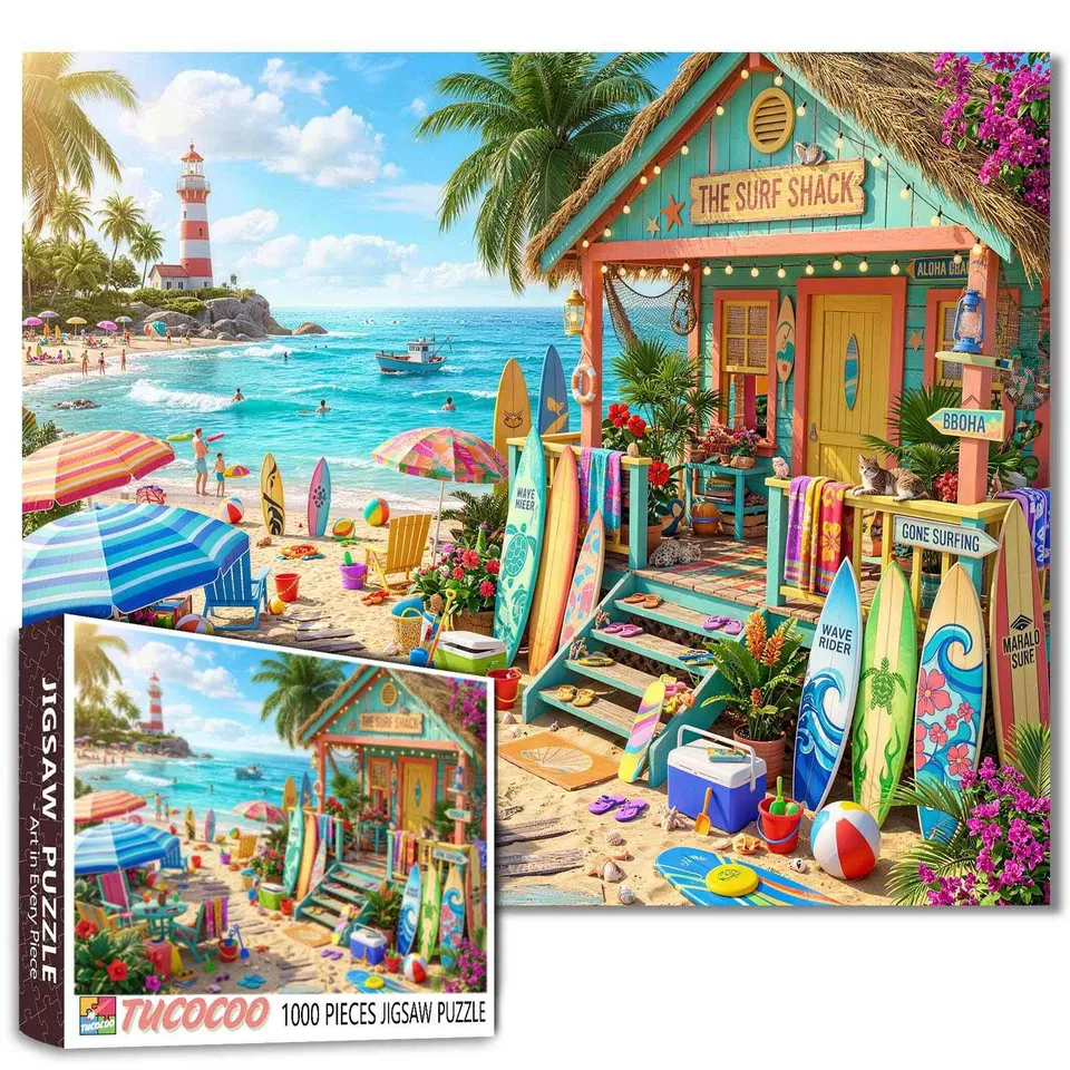tucocoo-tropical-surf-shack-puzzle-1000-teile-strand image 1