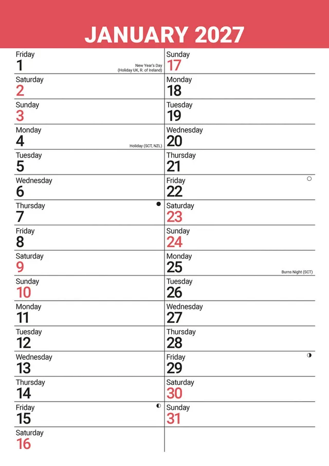 otter-house-red-black-large-engagement-planner-kalender-a3-2027 image 1