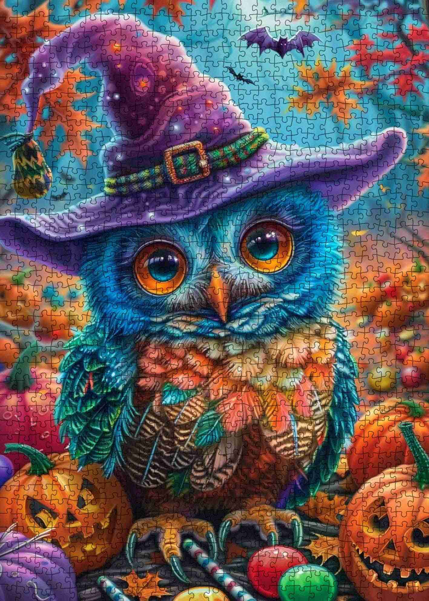 tucocoo-halloween-colorful-owl-retro-pumpkin-puzzle-1000-teile image 2
