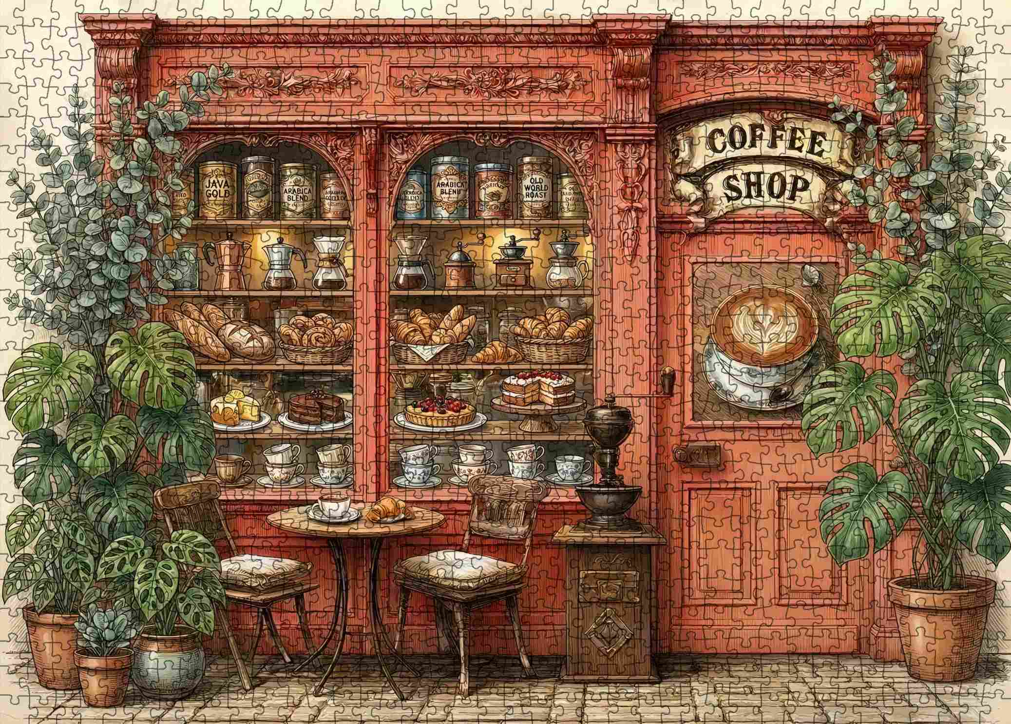 tucocoo-vintage-botanical-coffee-shop-puzzle-1000-teile-caf image 2