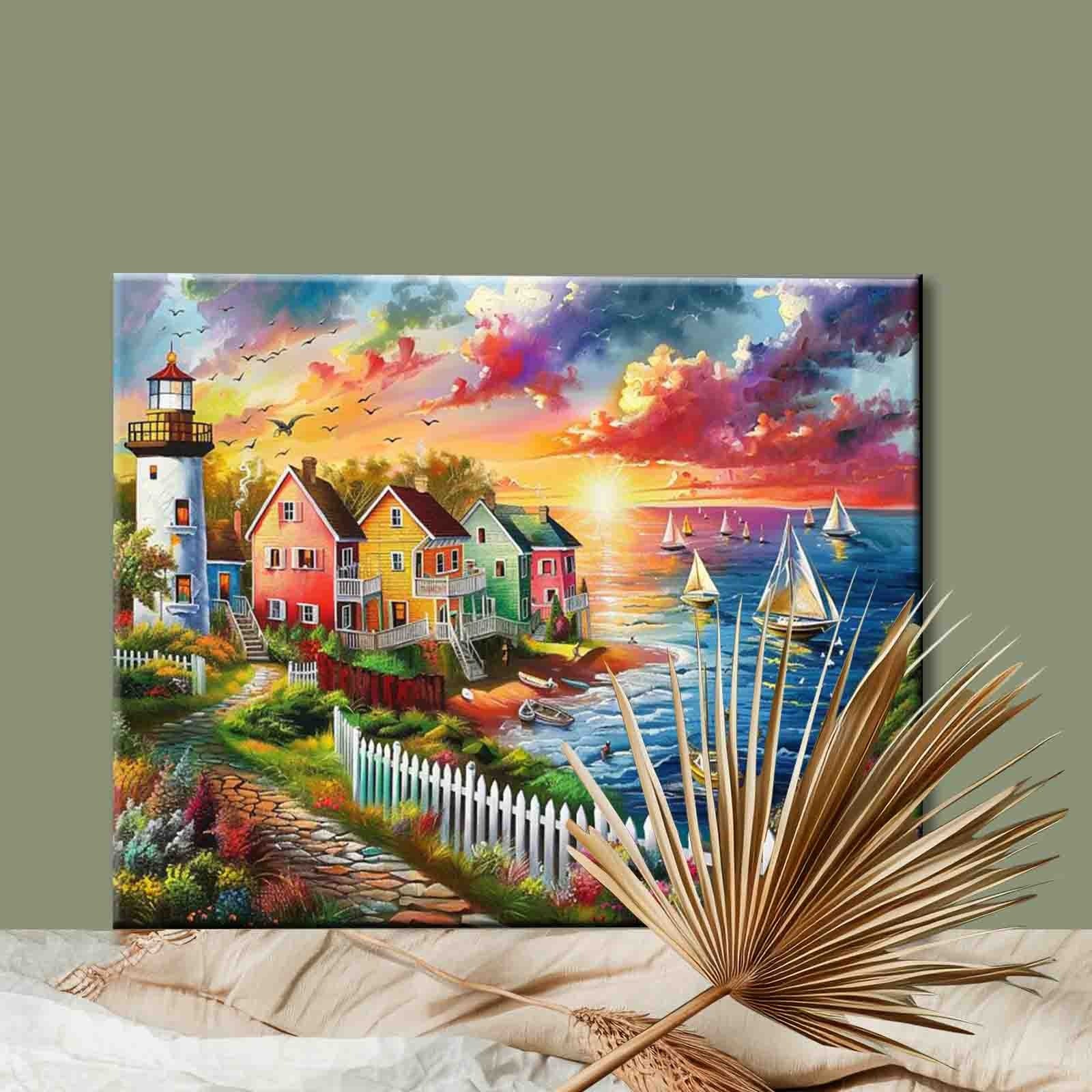 tucocoo-sunset-lighthouse-coastline-malen-nach-zahlen-40x50-ohne-rahmen image 2