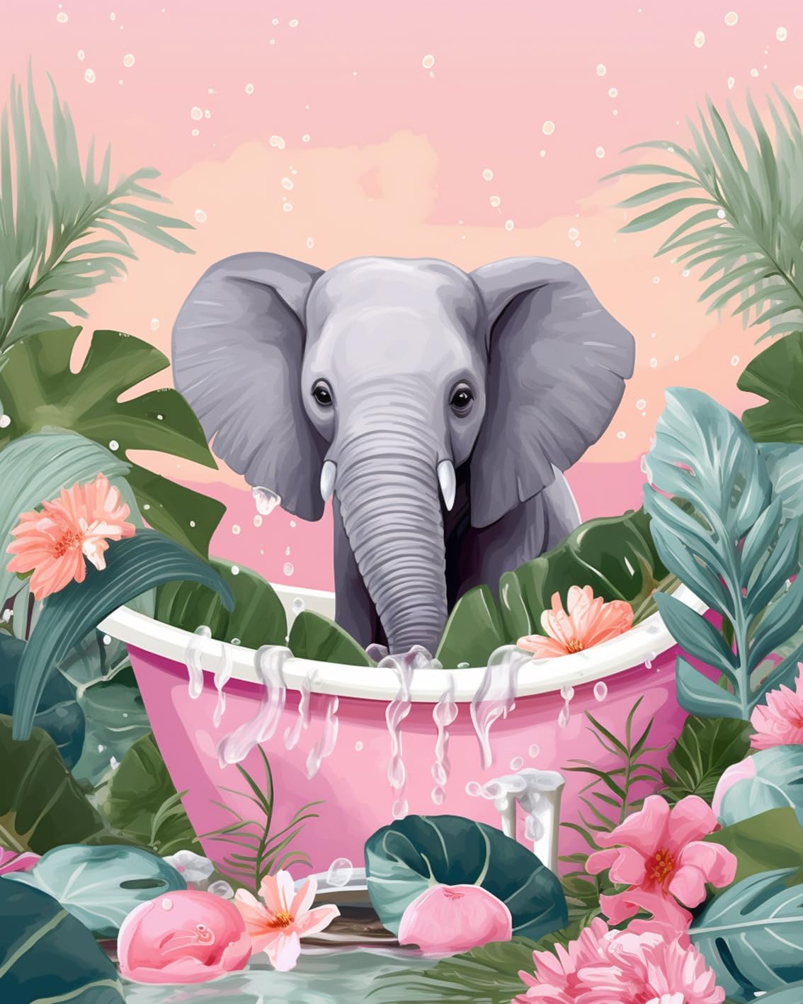 tucocoo-elephant-bathtub-malen-nach-zahlen-40x50-ohne-rahmen image 2