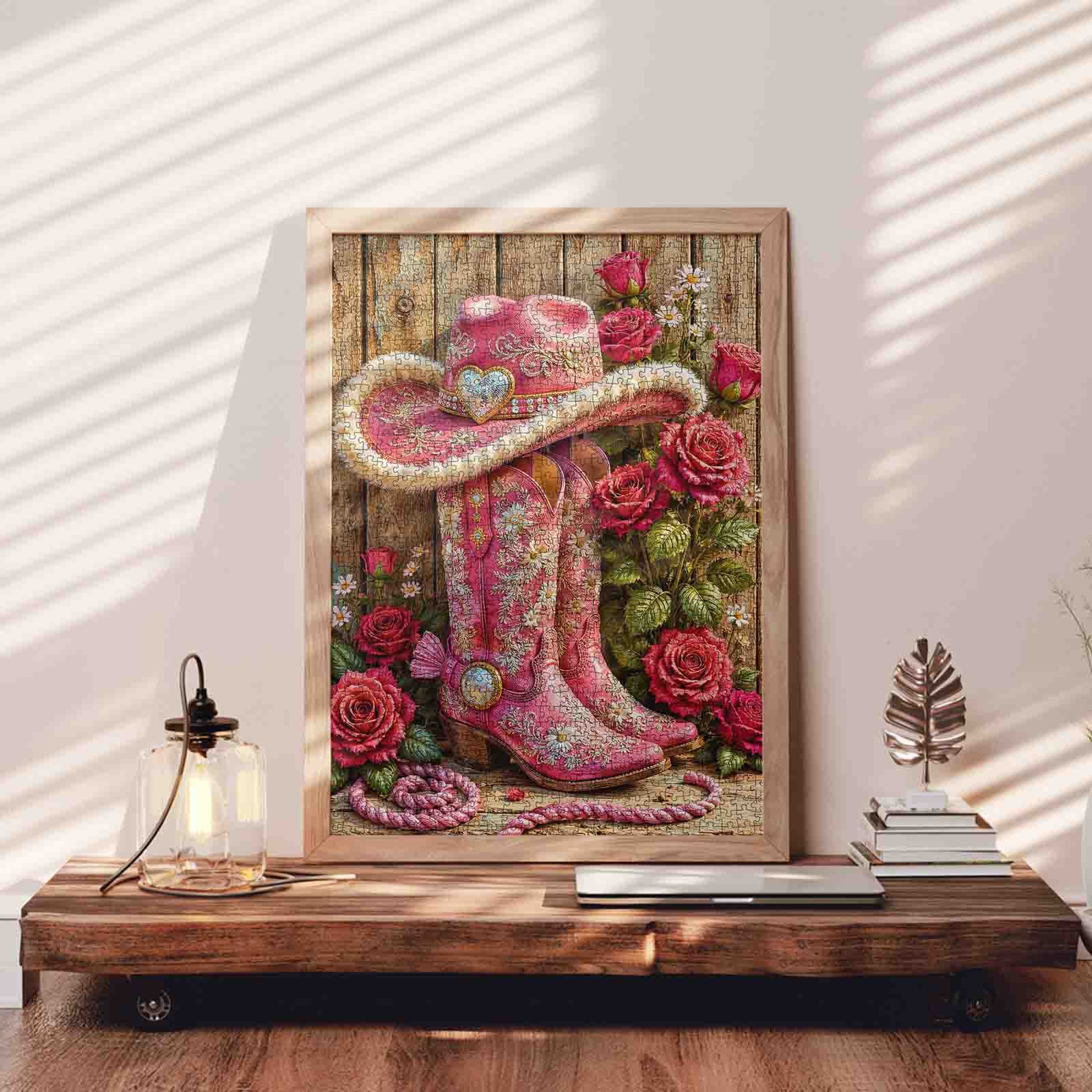 tucocoo-pink-cowgirl-boots-roses-puzzle-1000-teile-rosa image 3
