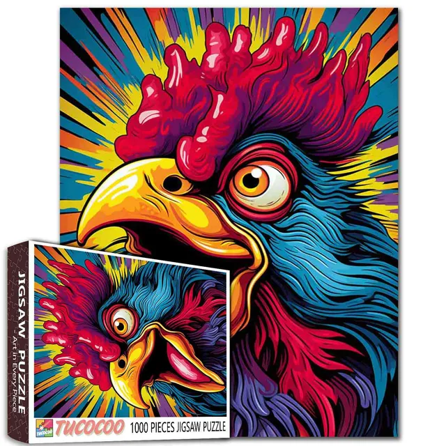 tucocoo-pop-art-rooster-puzzle-1000-teile-hahn image 1