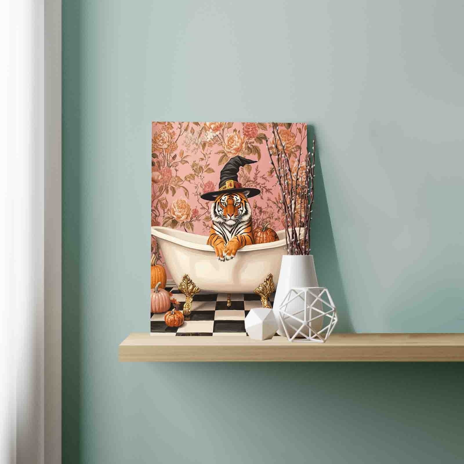 tucocoo-witch-hat-tiger-in-bathtub-malen-nach-zahlen-ohne-rahmen image 3
