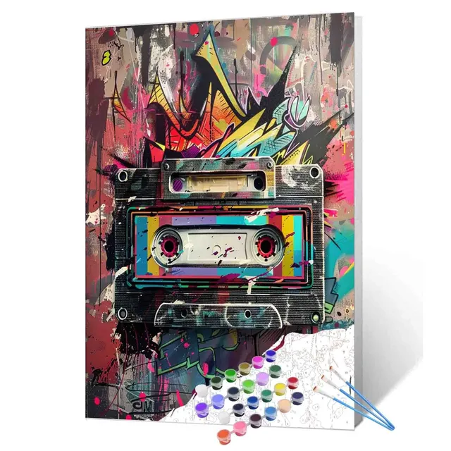 tucocoo-paint-by-numbers-graffiti-retro-cassette-tape-malen-nach-zahlen-40x50-oh image 1