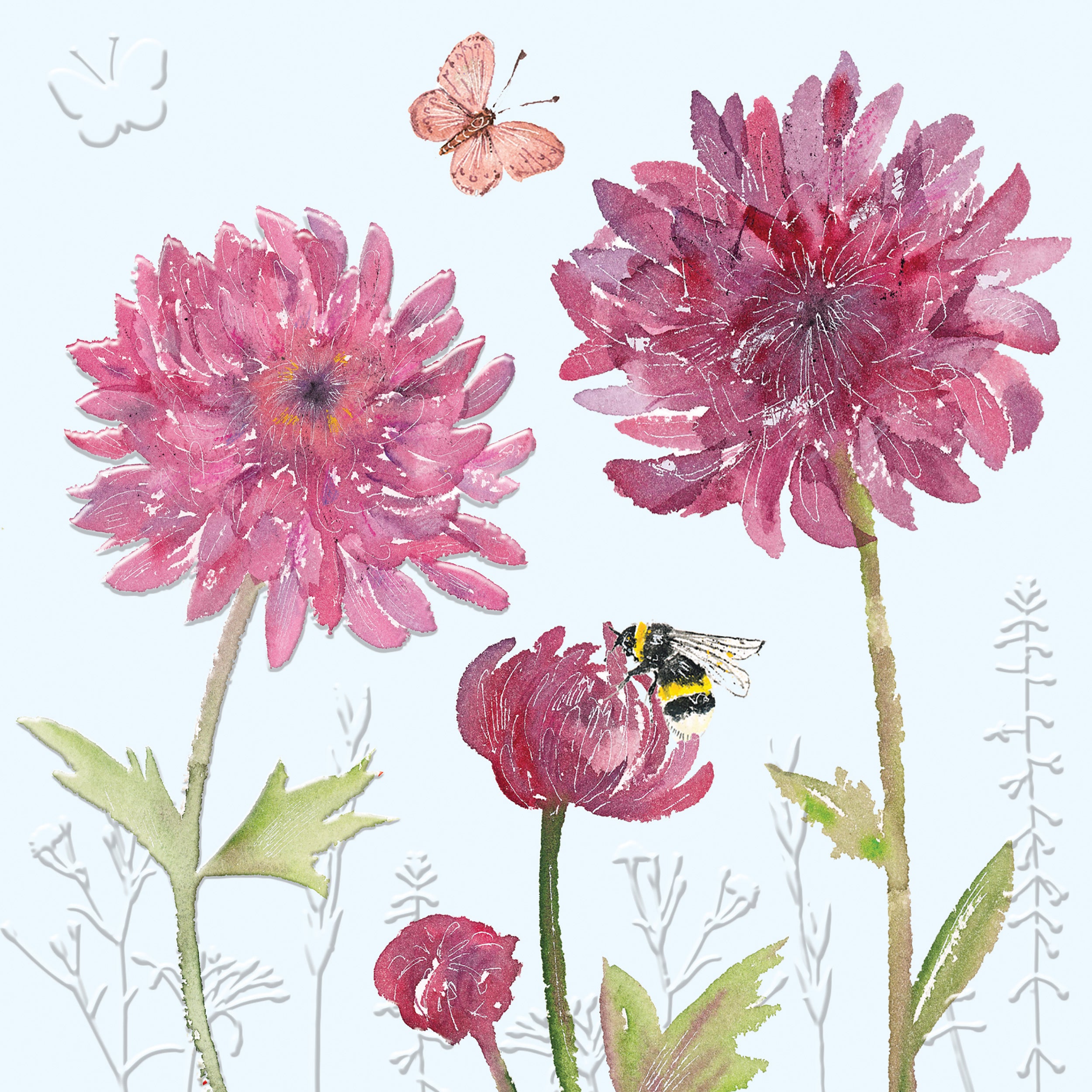 otter-house-beautiful-blooms-chrysanthemum-gru-karte-blumen-biene image 1