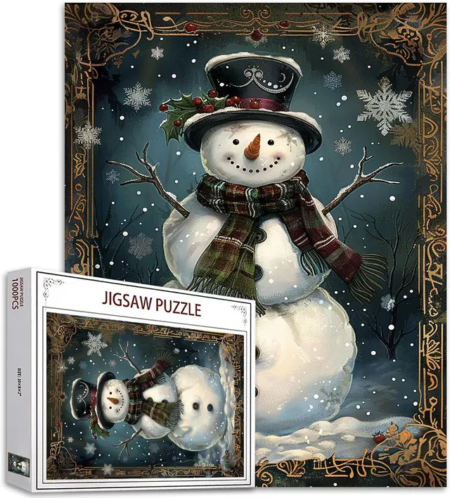 tucocoo-jigsaw-snowman-with-scarf-puzzle-1000-teile-weihnachten image 1
