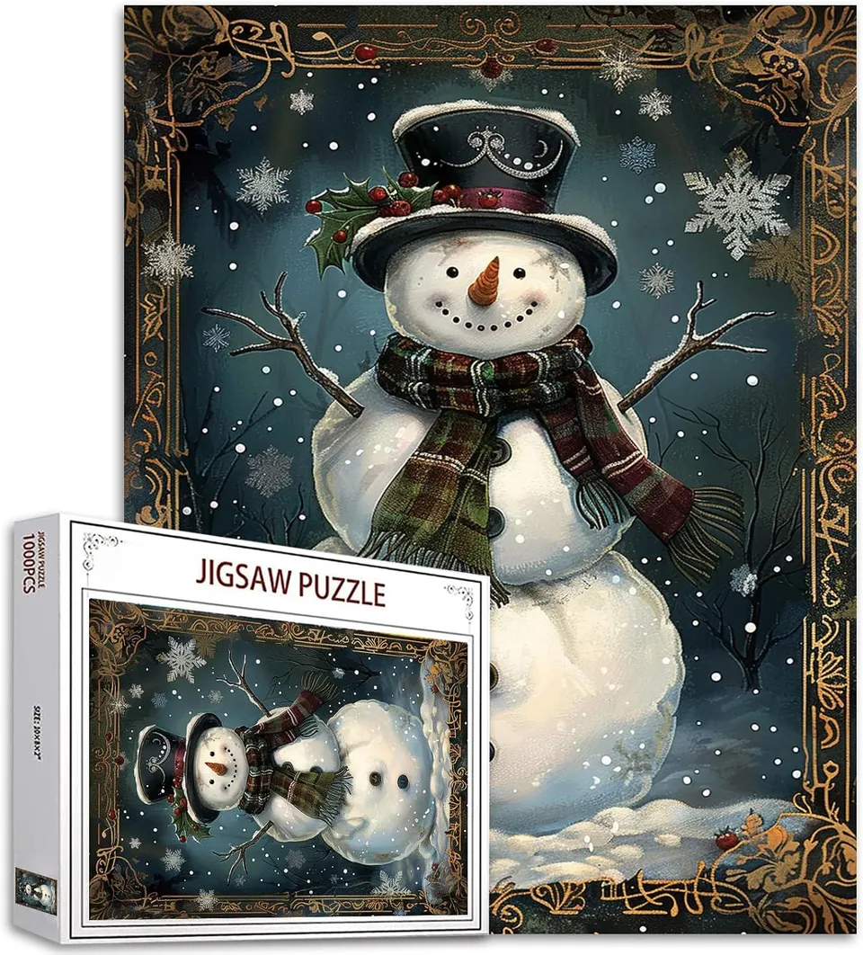tucocoo-jigsaw-snowman-with-scarf-puzzle-1000-teile-weihnachten image 1