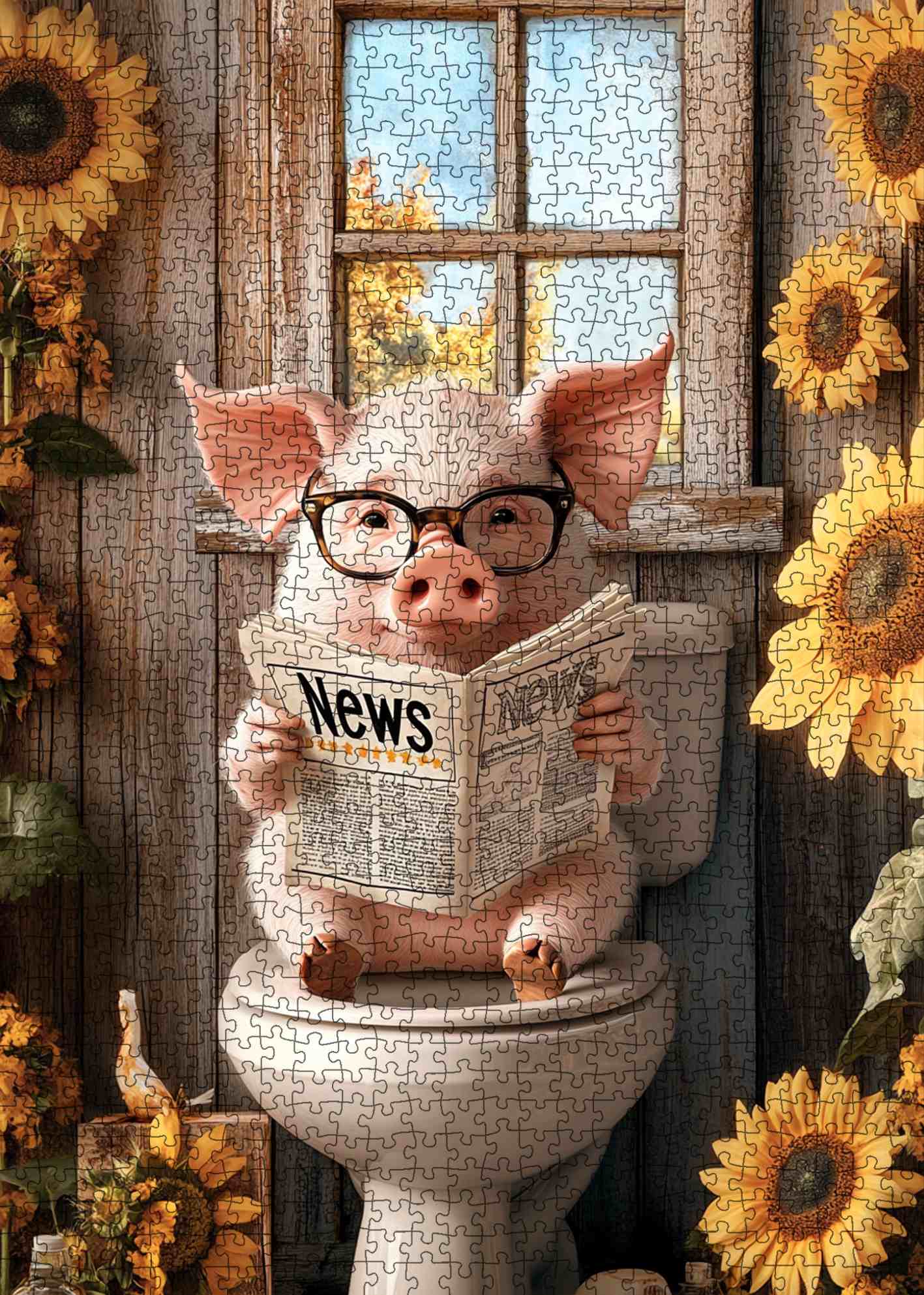 tucocoo-reading-pig-funny-bathroom-puzzle-1000-teile-schwein image 2