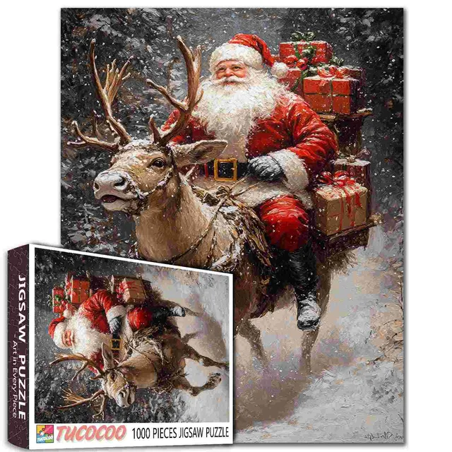 tucocoo-santa-riding-reindeer-puzzle-1000-teile image 1