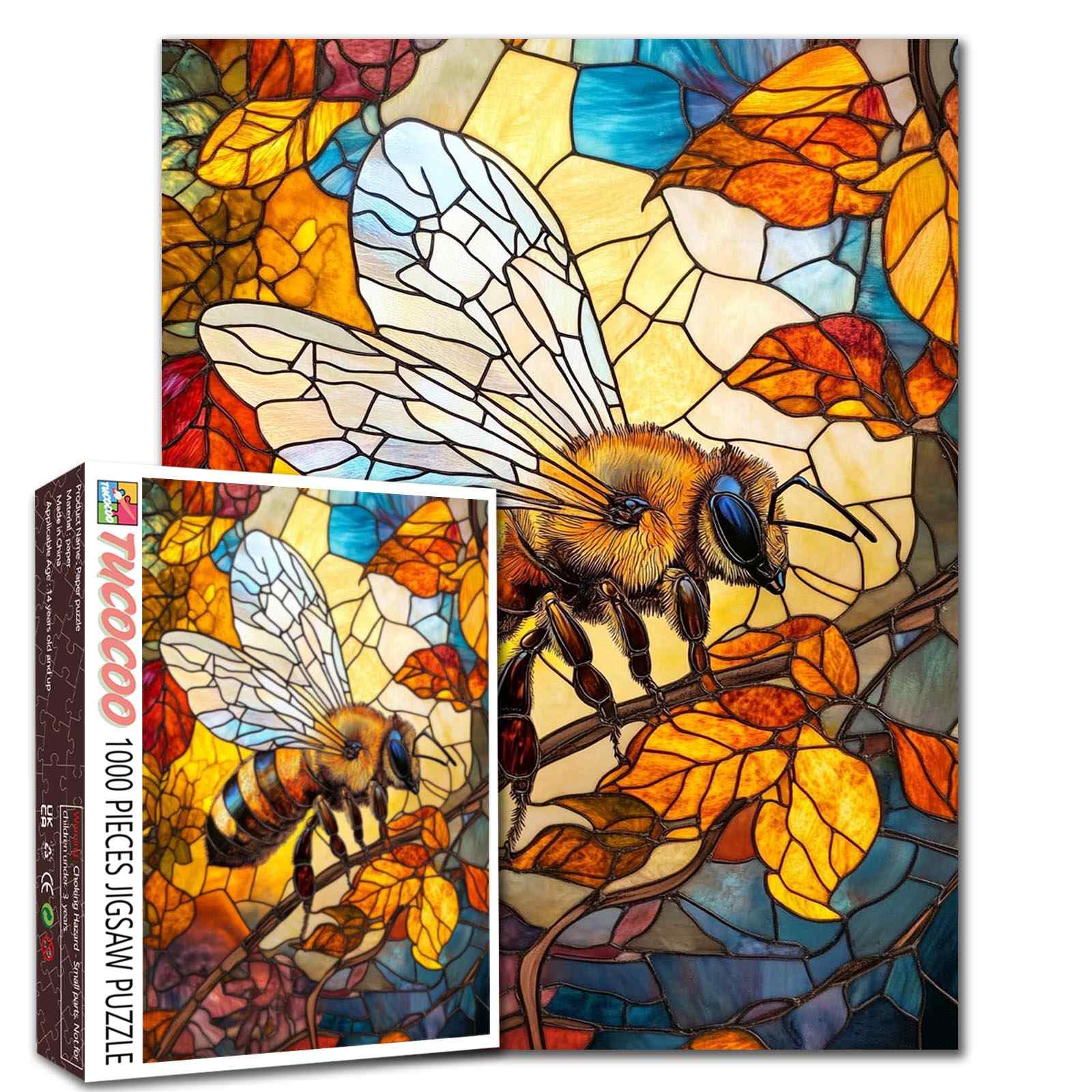 tucocoo-jigsaw-puzzles-stained-glass-bee-puzzle-1000-teile-biene image 1