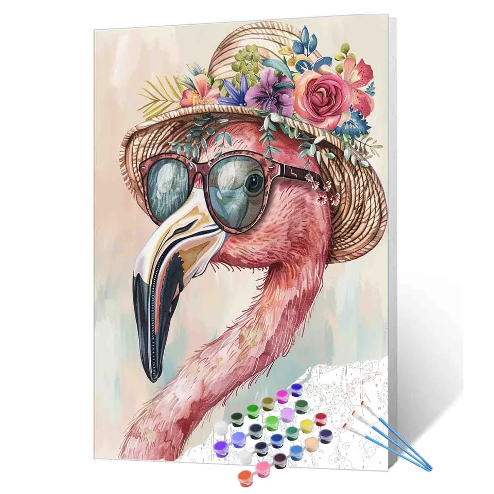 tucocoo-paint-by-numbers-flamingo-hut-malset-40x50-ohne-rahmen image 1