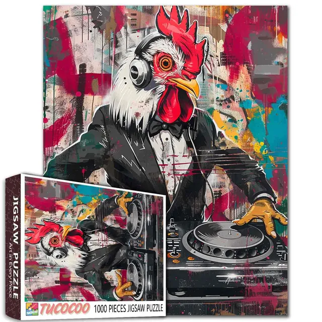 tucocoo-jigsaw-dj-rooster-puzzle-1000-teile-graffiti image 1