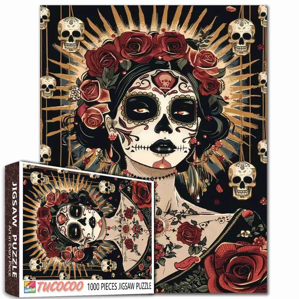 tucocoo-sugar-skull-rose-queen-puzzle-1000-teile-portrait image 1