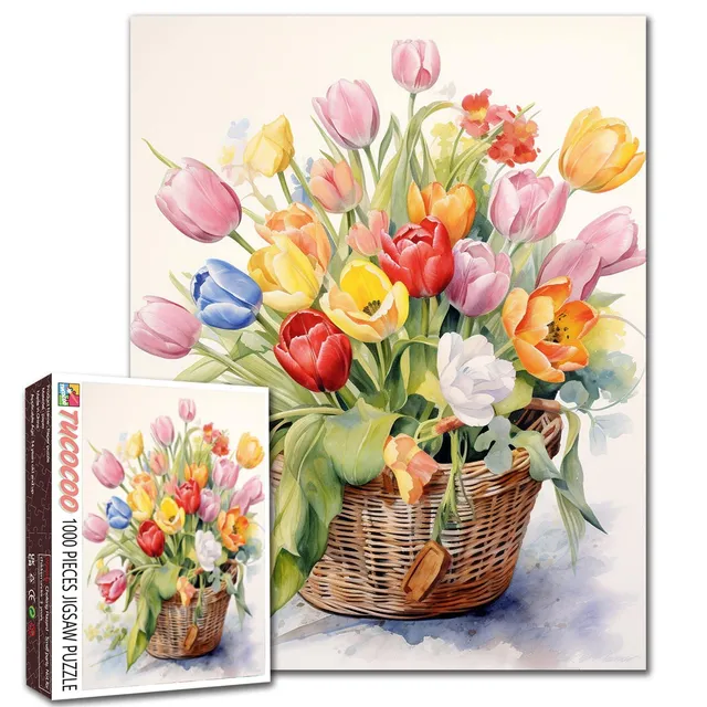 tucocoo-spring-tulip-basket-puzzle-1000-teile-tulpen image 1