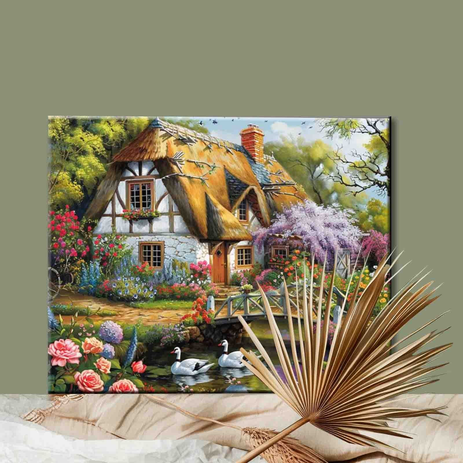 tucocoo-paint-by-numbers-cottage-garden-swans-malbild-40x50 image 2
