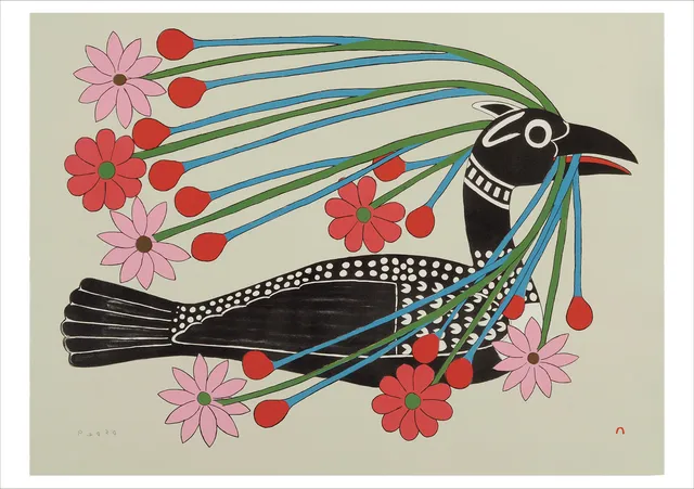 kenojuak-ashevak-geburtstagskarte-courting-loon-v-gel-inuit image 1