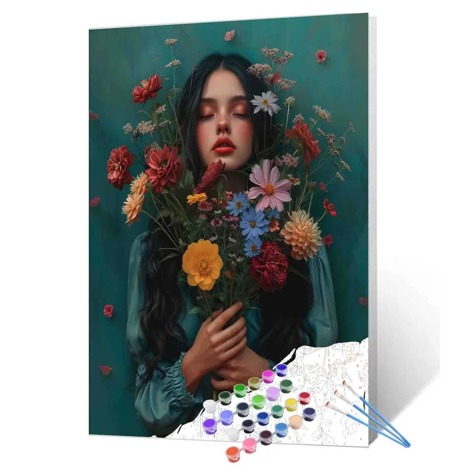 tucocoo-floral-dream-portrait-malen-nach-zahlen-frau-blumen image 1
