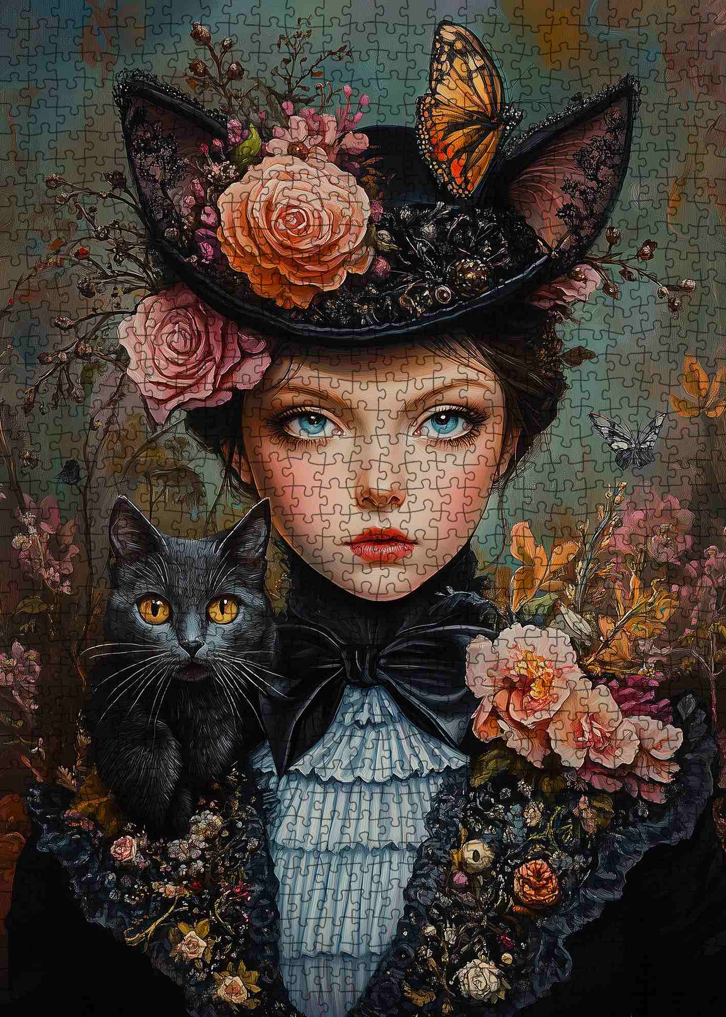 tucocoo-victorian-lady-cat-puzzle-1000-teile-blumen image 2
