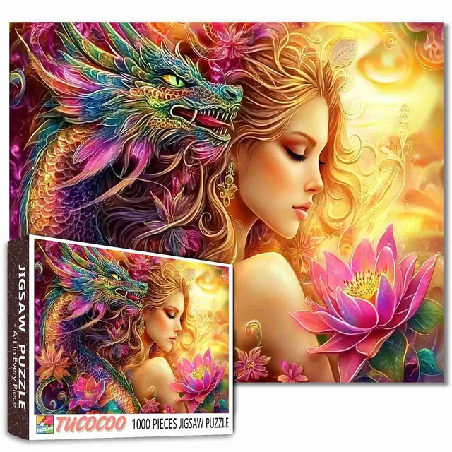 tucocoo-jigsaw-mystical-dragon-enchanted-lotus-puzzle-1000-teile image 1