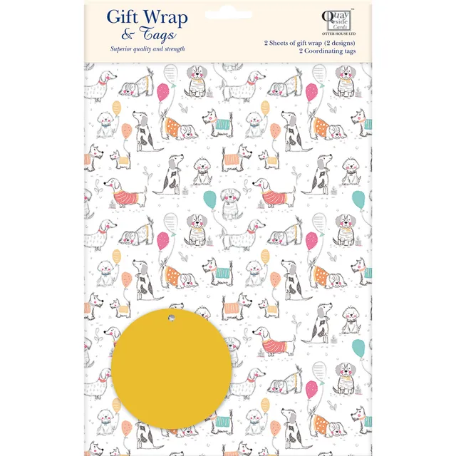 otter-house-gift-packaging-geschenkpapier-hunde-2-bogen-tags image 1