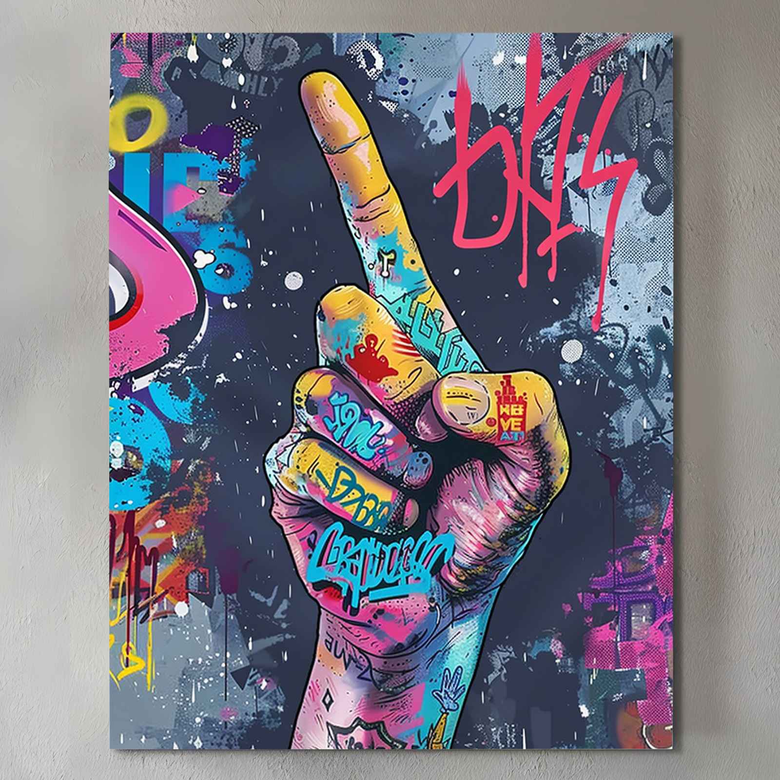 tucocoo-graffiti-hand-gesture-leinwandbild-30x40-ungerahmt-bunt image 2