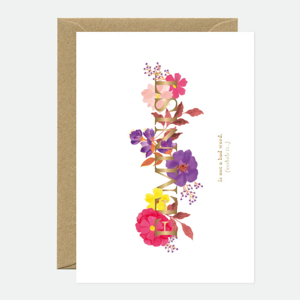 all-the-ways-to-say-feminist-gru-karte-goldfolie-blumen-a6 image 1