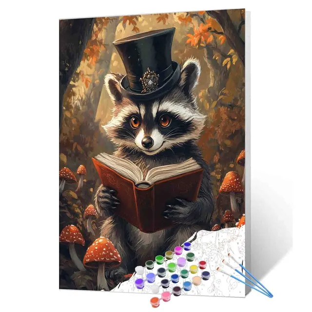 tucocoo-paint-by-numbers-malen-nach-zahlen-waschb-r-herbstwald-40x50 image 1