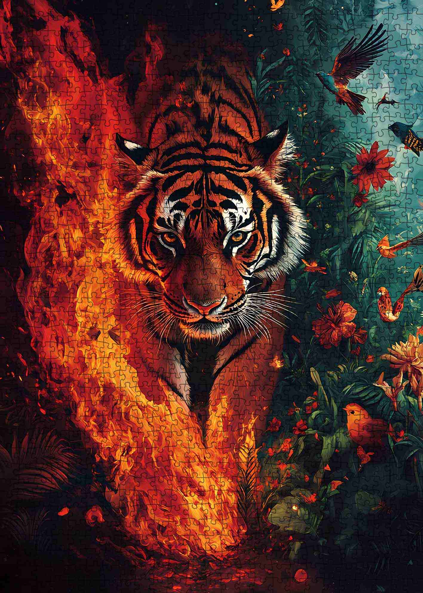 tucocoo-jigsaw-fire-and-jungle-tiger-puzzle-1000-teile-tiere image 2