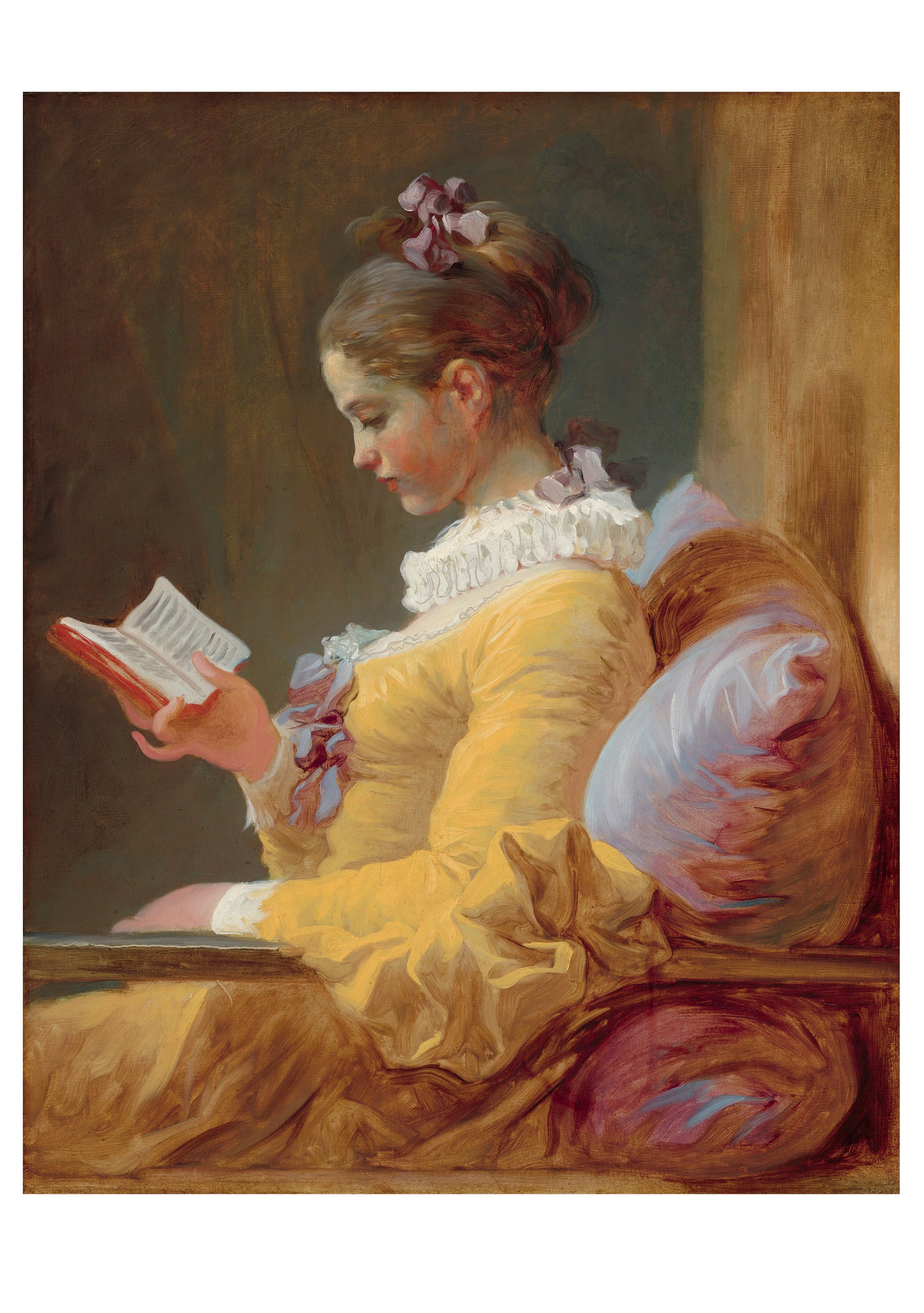 pomegranate-young-girl-reading-klappkarte-fragonard-blanko image 1