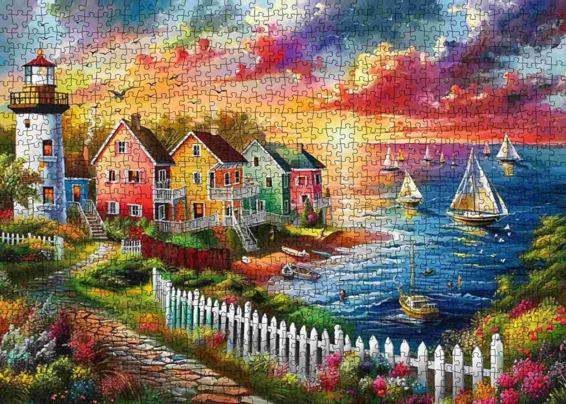tucocoo-lighthouse-boats-sunset-puzzle-1000-teile-meer image 2