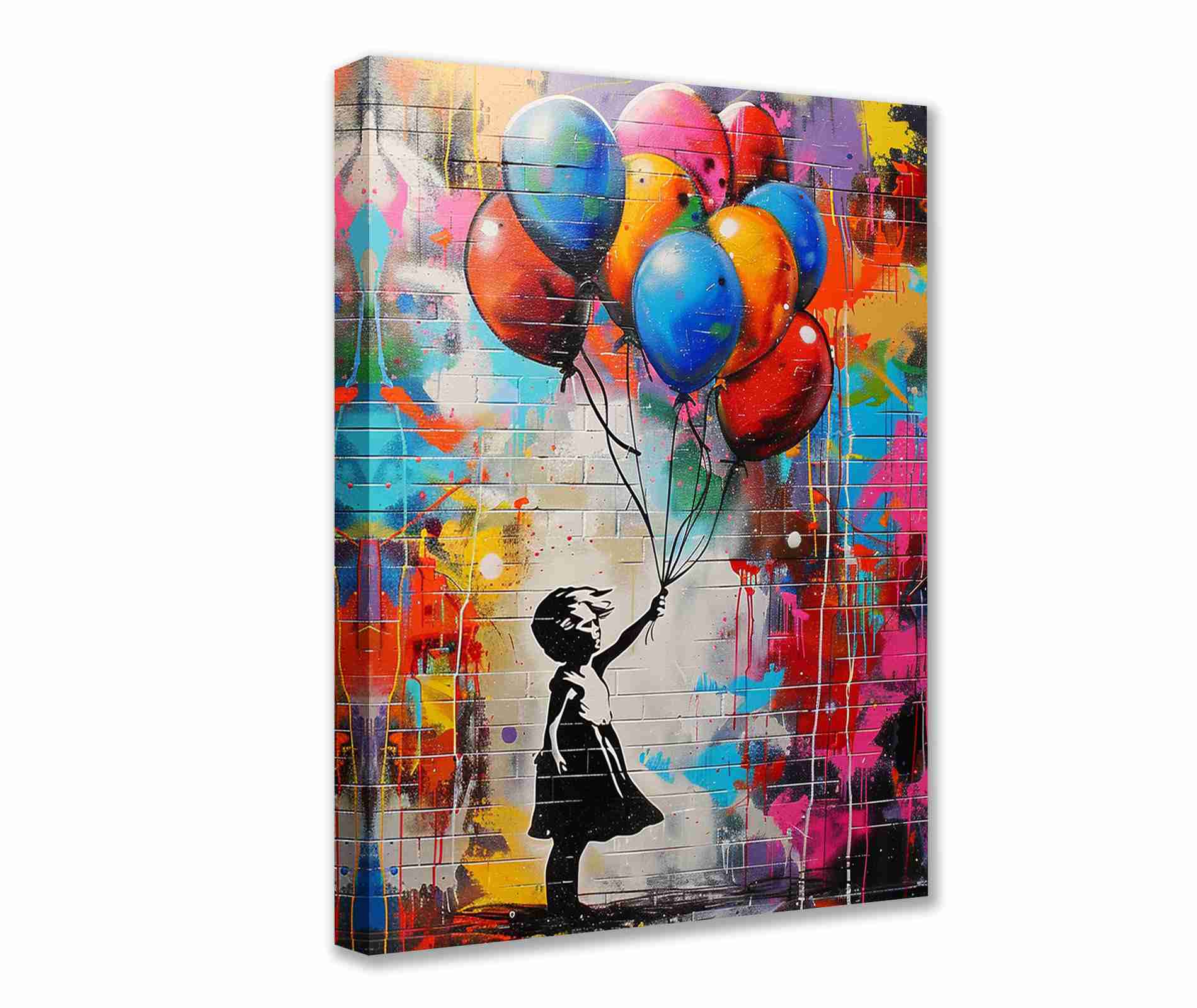 tucocoo-girl-with-balloons-leinwandbild-40x50cm-graffiti-gerahmt image 1