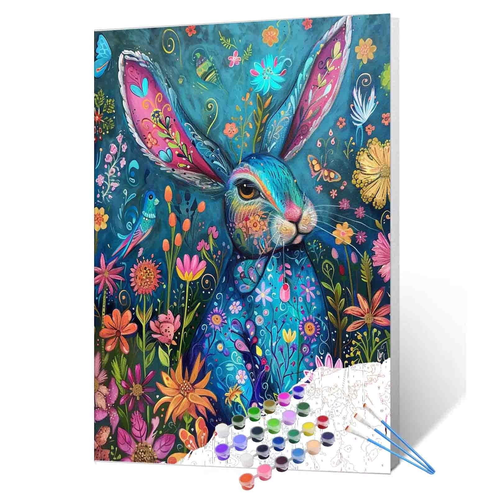 tucocoo-floral-dream-bunny-malen-nach-zahlen-40x50-ohne-rahmen-hase image 1