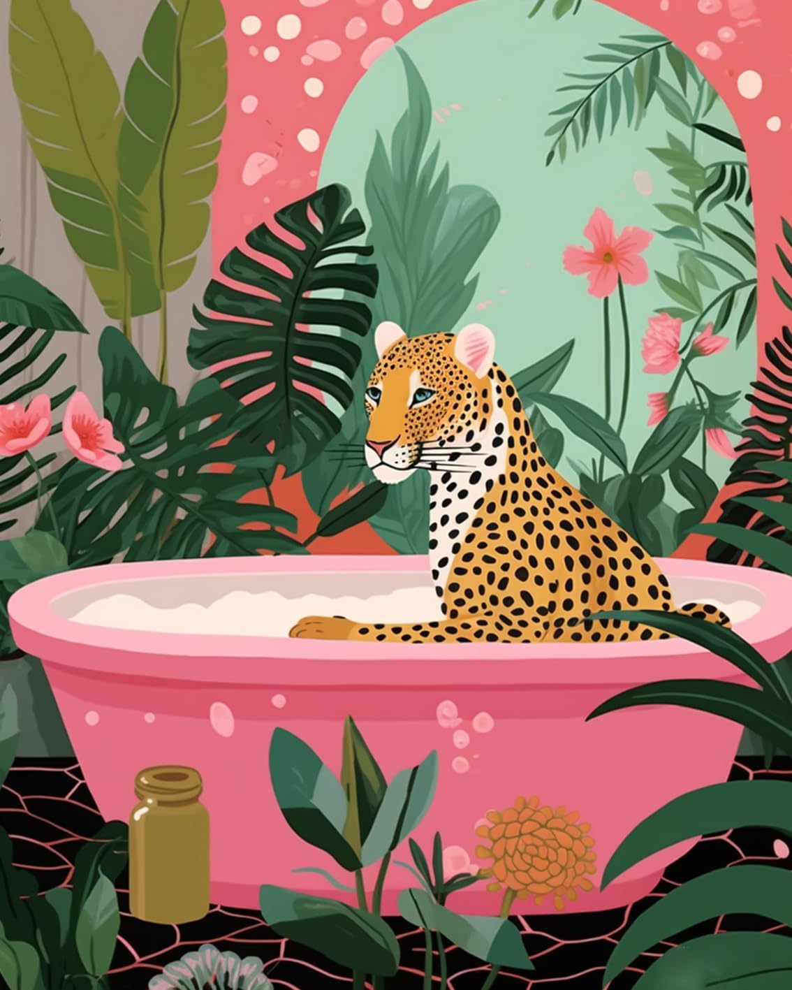 tucocoo-leopard-in-badewanne-malen-nach-zahlen-40x50-ohne-rahmen image 2