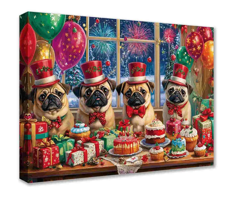 tucocoo-canvas-wall-art-pug-party-leinwandbild-30x40cm image 1