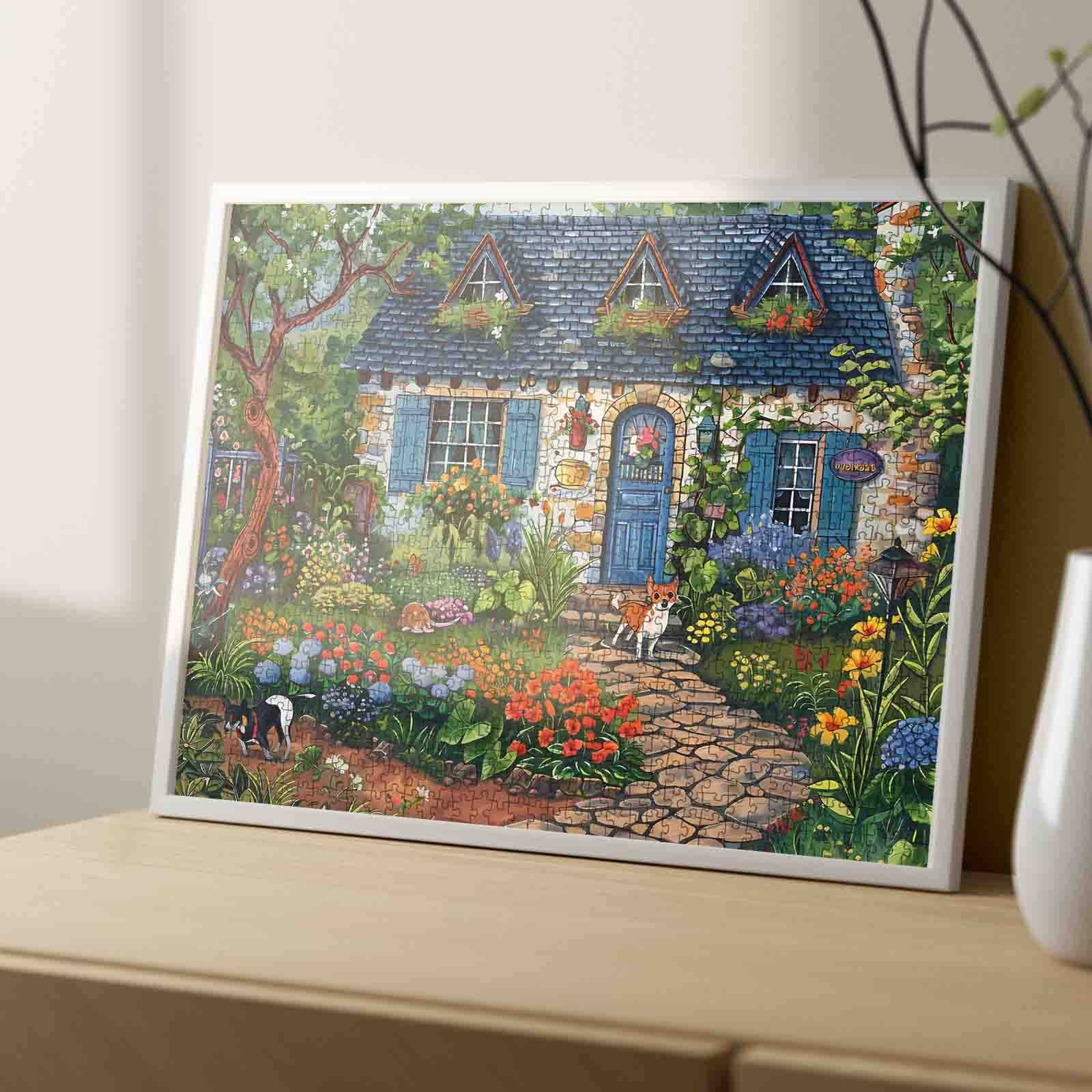 tucocoo-jigsaw-blaues-haus-mit-welpe-puzzle-1000-teile-landschaft image 4