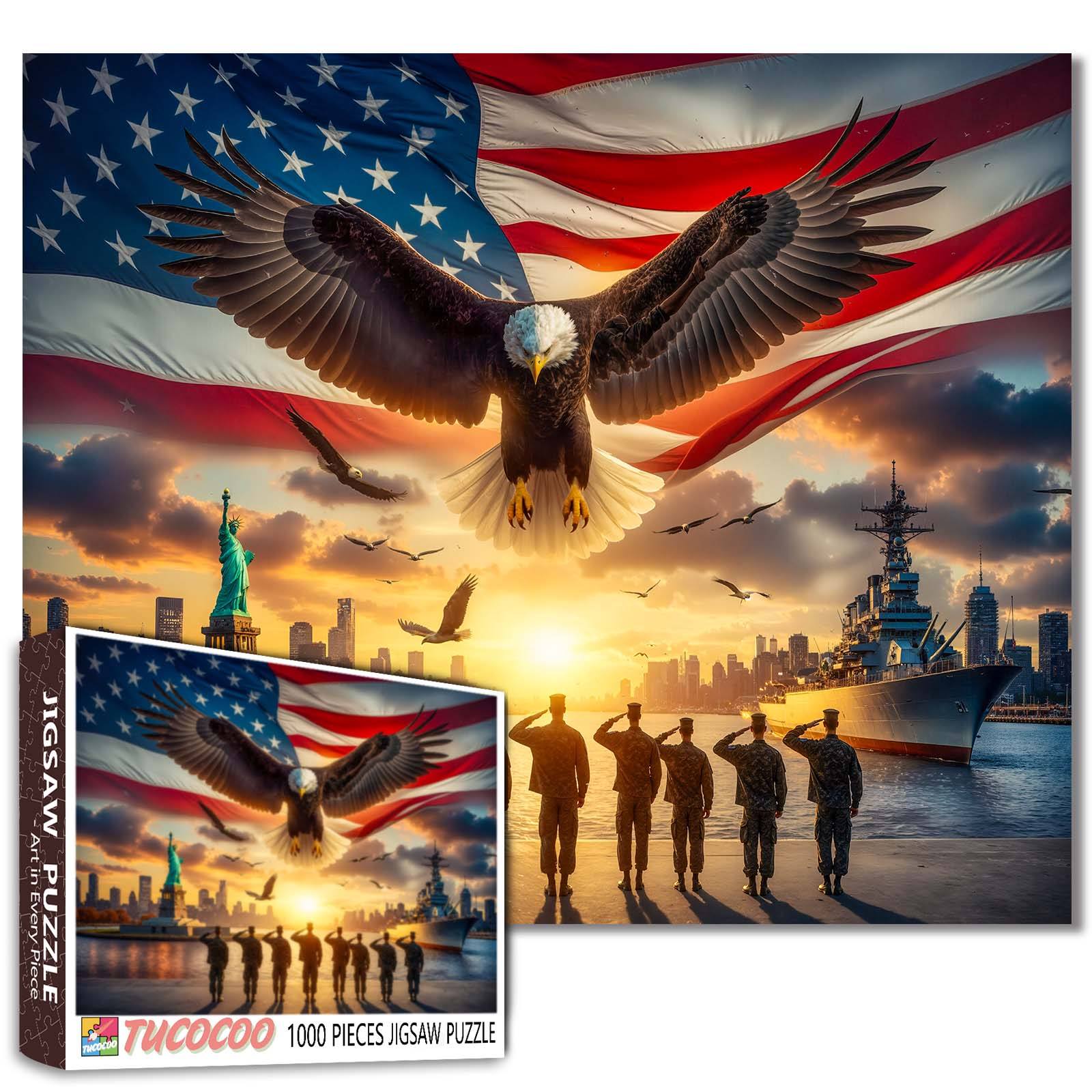 tucocoo-patriotic-eagle-soldiers-puzzle-1000-teile-usa image 1