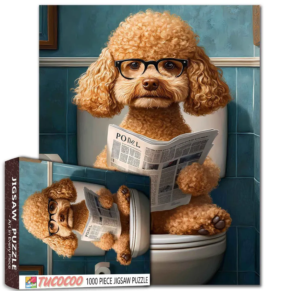 tucocoo-jigsaw-reading-poodle-puzzle-1000-teile-hund-pudel image 1