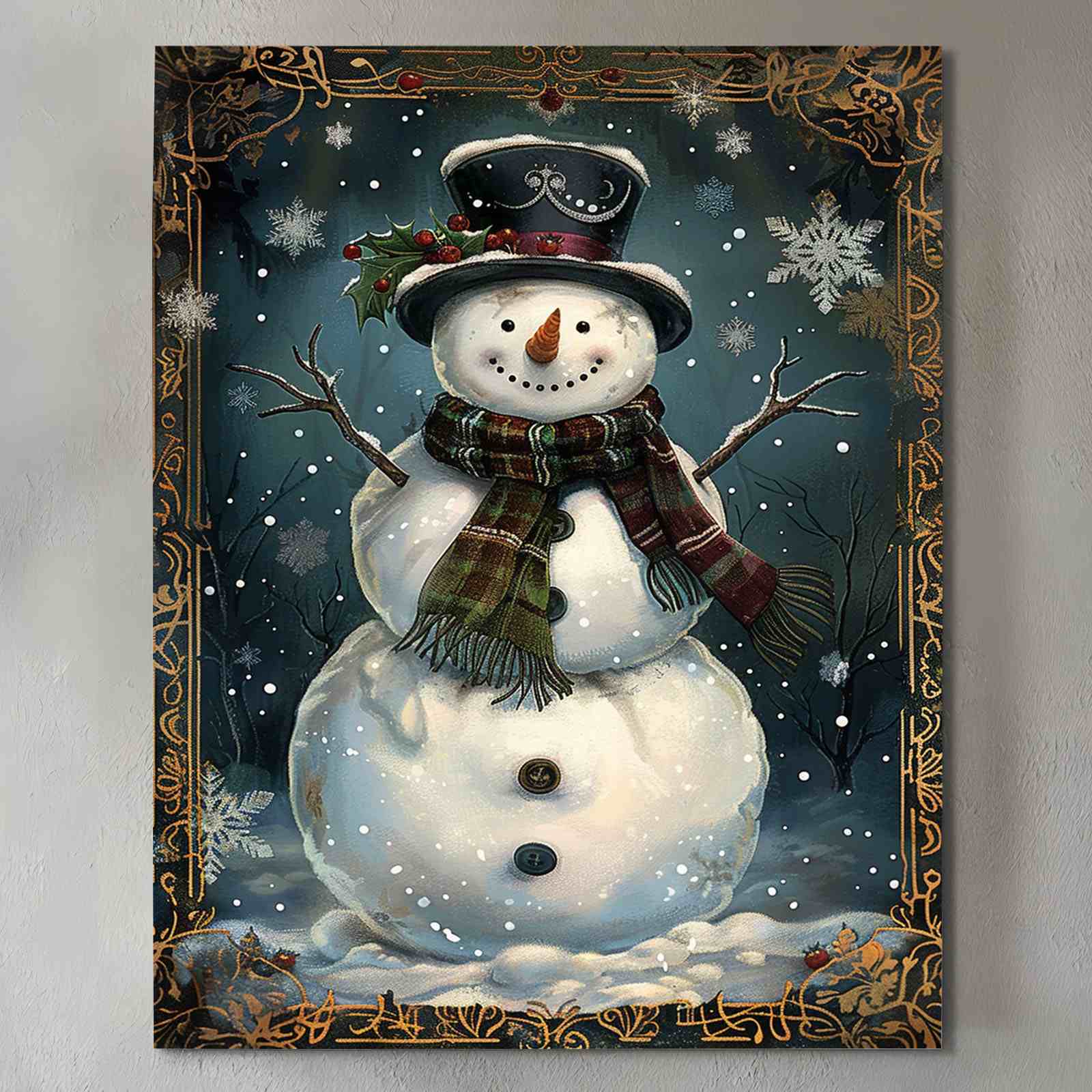 tucocoo-vintage-snowman-with-top-hat-leinwandbild-30x40cm image 2