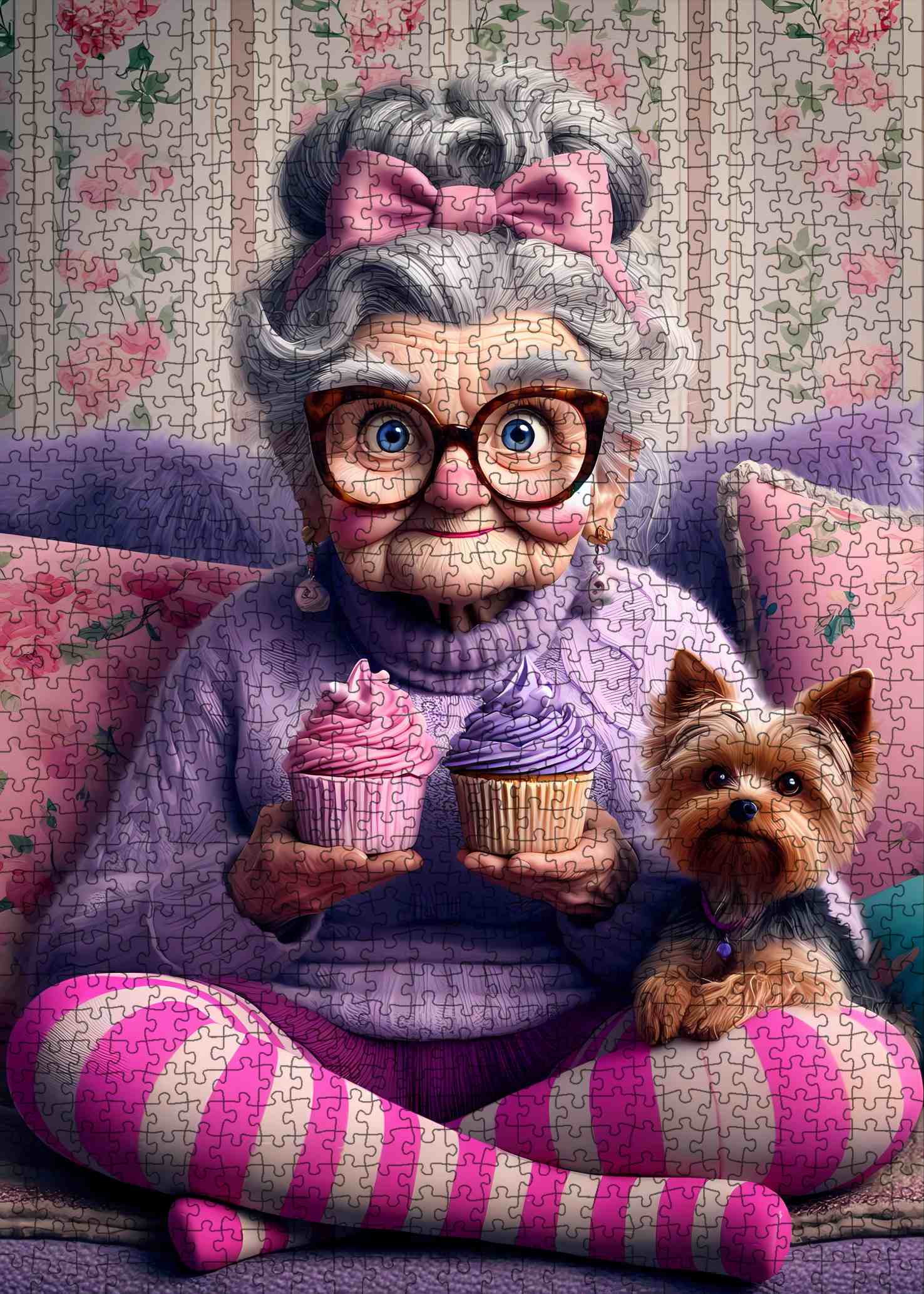 tucocoo-grandma-with-cupcakes-and-yorkie-puzzle-1000-teile-oma image 2