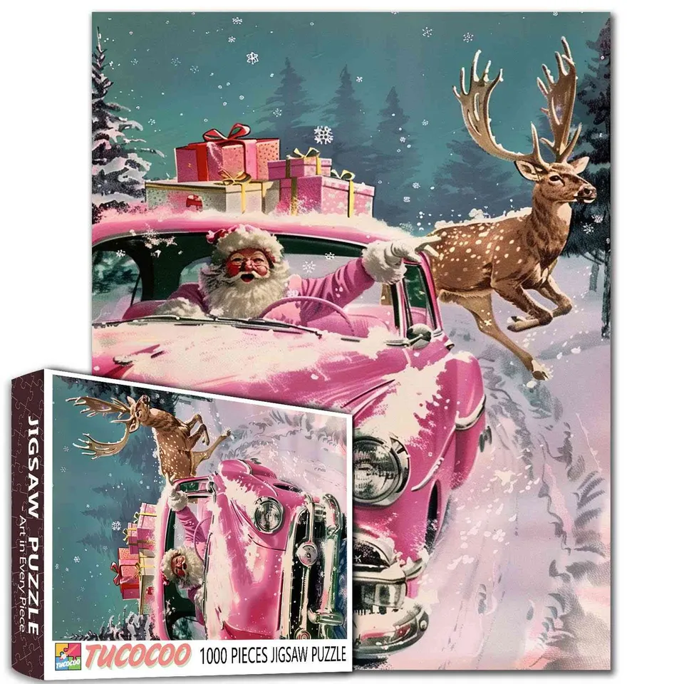 tucocoo-pink-christmas-drive-puzzle-1000-teile-weihnachten image 1