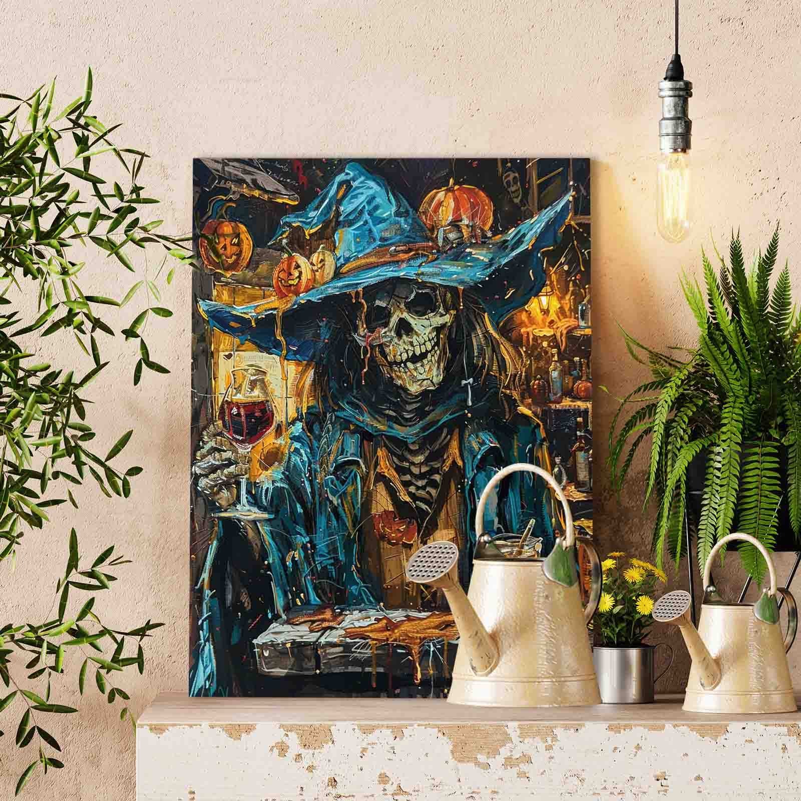 tucocoo-paint-by-numbers-pumpkin-tavern-skeleton-malen-nach-zahlen-ohne-rahmen image 2
