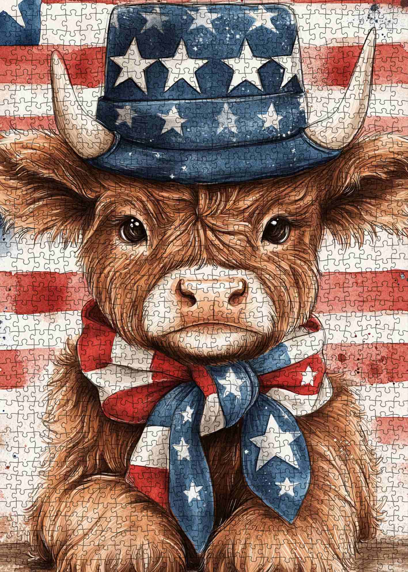 tucocoo-patriotic-longhorn-portrait-puzzle-1000-teile-stier image 2
