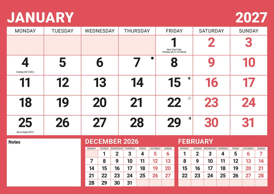 otter-house-boldtype-wandkalender-2027-a4-rot-schwarz-gro image 1