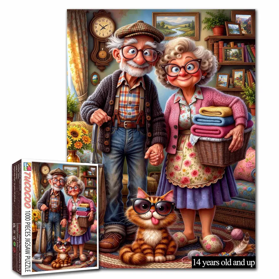 tucocoo-cozy-grandma-grandpa-cat-puzzle-1000-teile-familie image 1