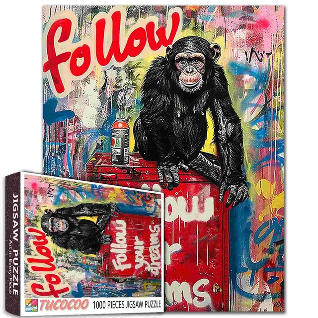 tucocoo-follow-your-dreams-puzzle-1000-teile-affe-graffiti image 1