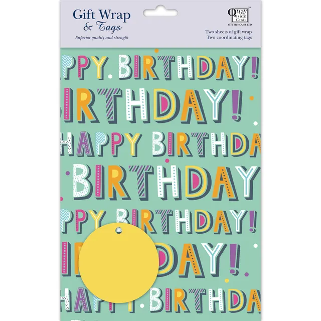otter-house-happy-birthday-text-geschenkpapier-2-bogen-tags image 1